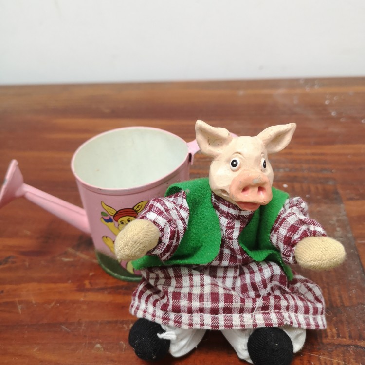 收藏样品中古玩具超级破旧斑驳 小猪小牛迷你铁皮壶小尺寸单个价