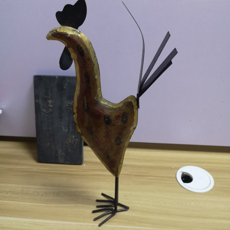 收藏样品中古玩具超级破旧 斑驳 铁皮站鸡