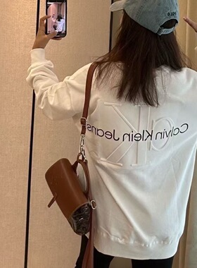 CK男士卫衣长袖钢印纯棉浮雕印花大logo秋冬季刺绣情侣款打底上衣