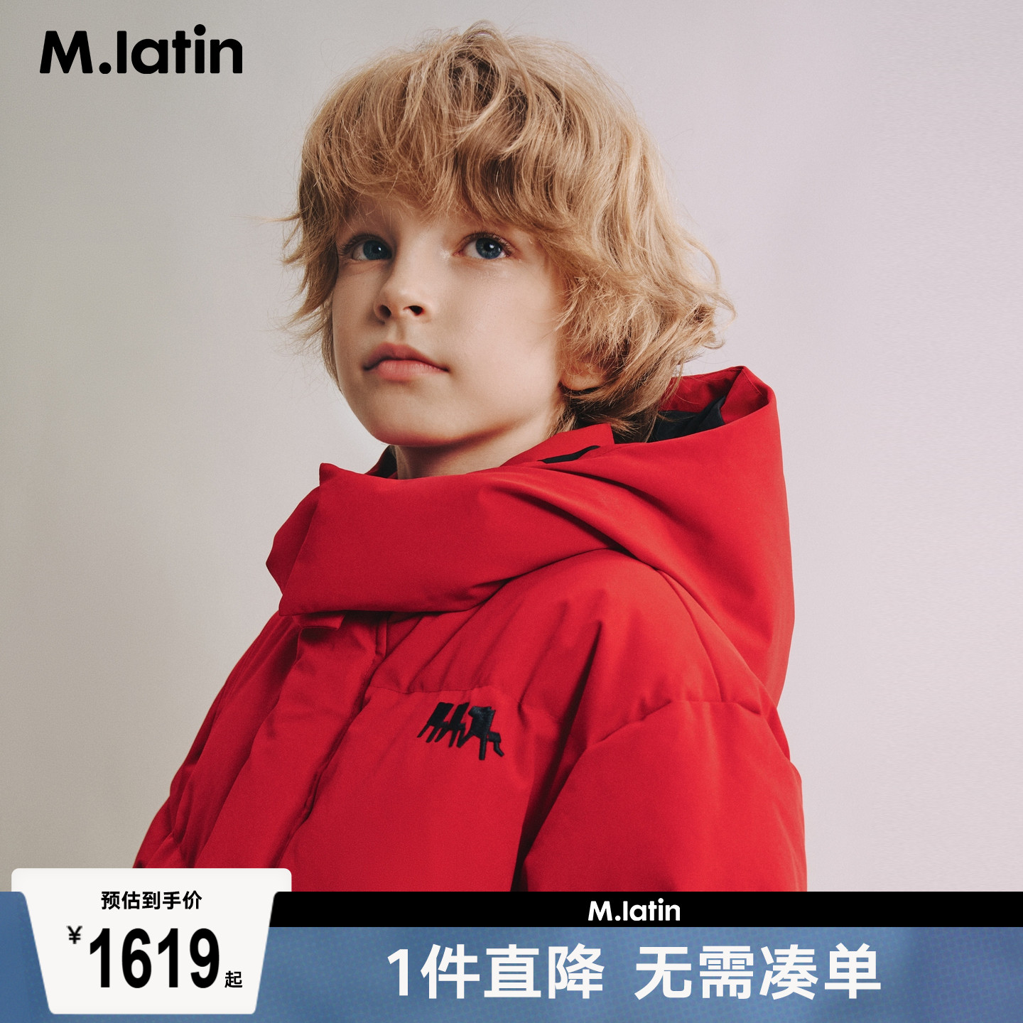 不对称切线设计鹅绒填充羽绒服，保暖防风