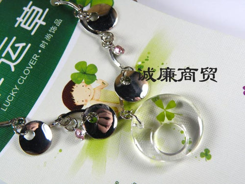 透明吊坠金属手链幸运草