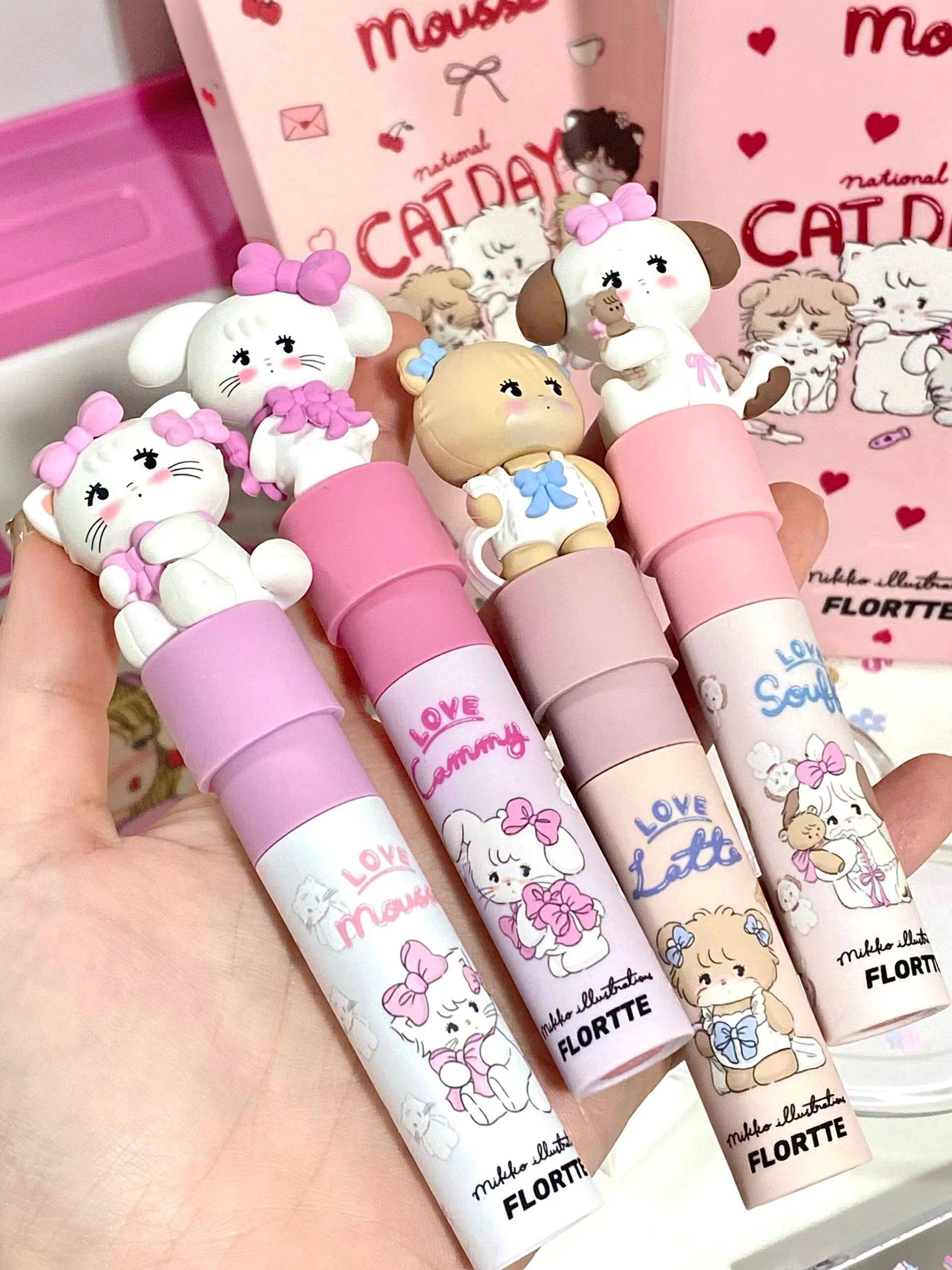 flortte/花洛莉亚mikko联名奶糕唇霜唇釉03/04裸色系口红花落利亚