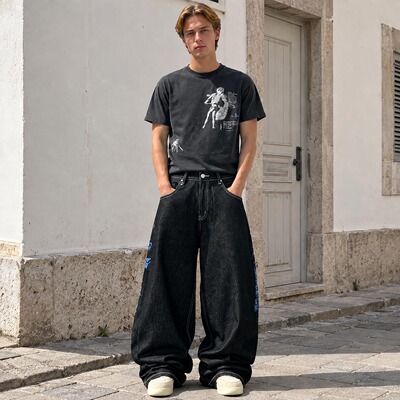 Patternedwide-legjeans