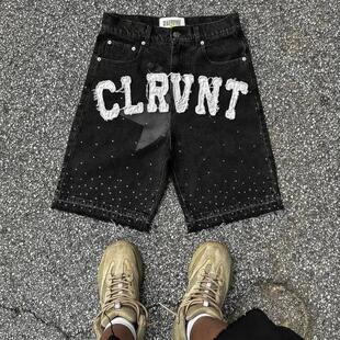 American trend loose denim shorts men's Y2K sports shorts