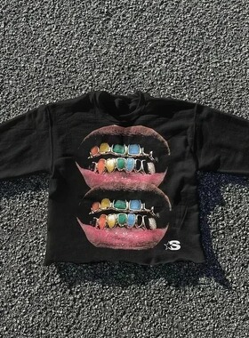 Printed Oversized Crew Neck Short Sleeve Top