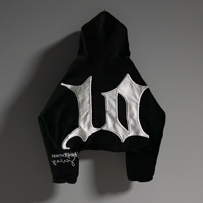 Vintage patchwork embroidered oversized hoodie男女款