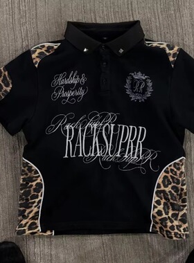Collared letter-style short-sleeved relaxed T-shirt