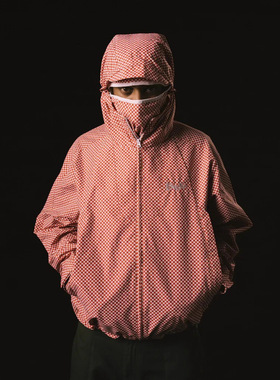 windbreaker jacket men  checkered print windbreaker jacket