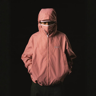 windbreaker jacket men  checkered print windbreaker jacket