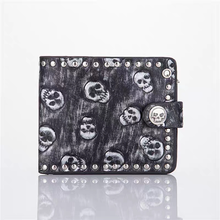 Punk Gothic Western Skull Clutch Purse Wallets With For Men