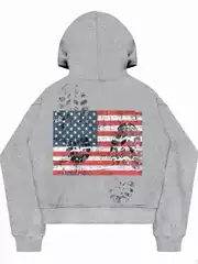 New Pattern-Print Oversized Hooded Sweatshirt