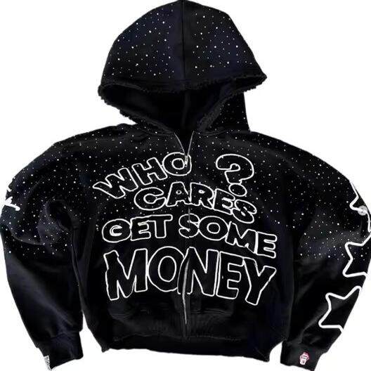 Letter Print Zipper Hoodie Vintage Loose Top男女款