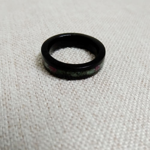 【青戊 手作】手工个性定制饰品紫光檀黑檀木镶嵌红绿宝石戒指