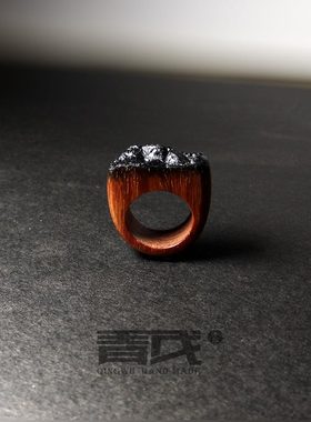 原创个性手工定制首饰品红木戒指