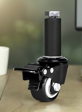 方管38mm轮30mm圆管轮插杆万向轮膨胀胶轮工业周转车精益管轱辘