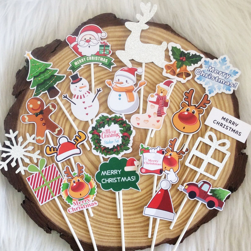 圣诞节蛋糕装饰圣诞节插件圣诞节纸杯蛋糕christmas圣诞老人插牌