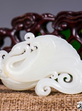 新疆和田玉白玉籽玉挂件双凤鸾鸣40.5克天然玉石吊坠挂坠