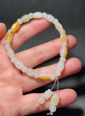 天然新疆和田玉白玉籽料手链手串16.4 克