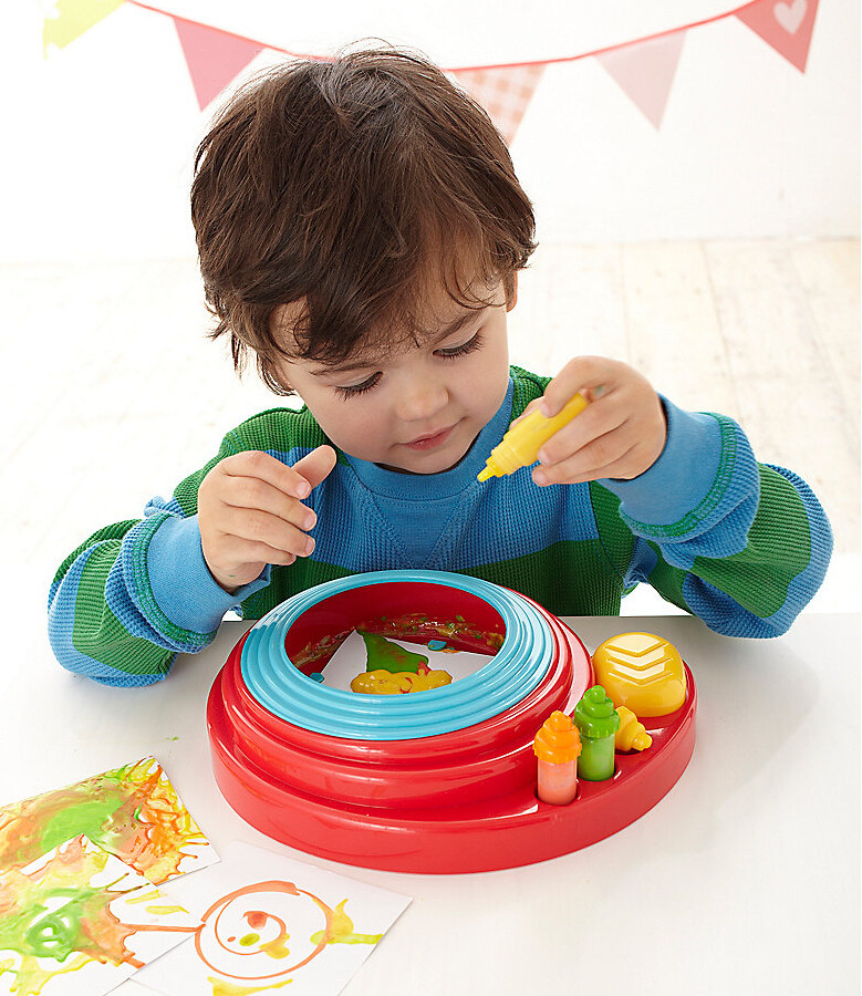 英国大牌儿童益智绘画早教艺术启蒙玩具奇趣创意画板创意喷画转盘