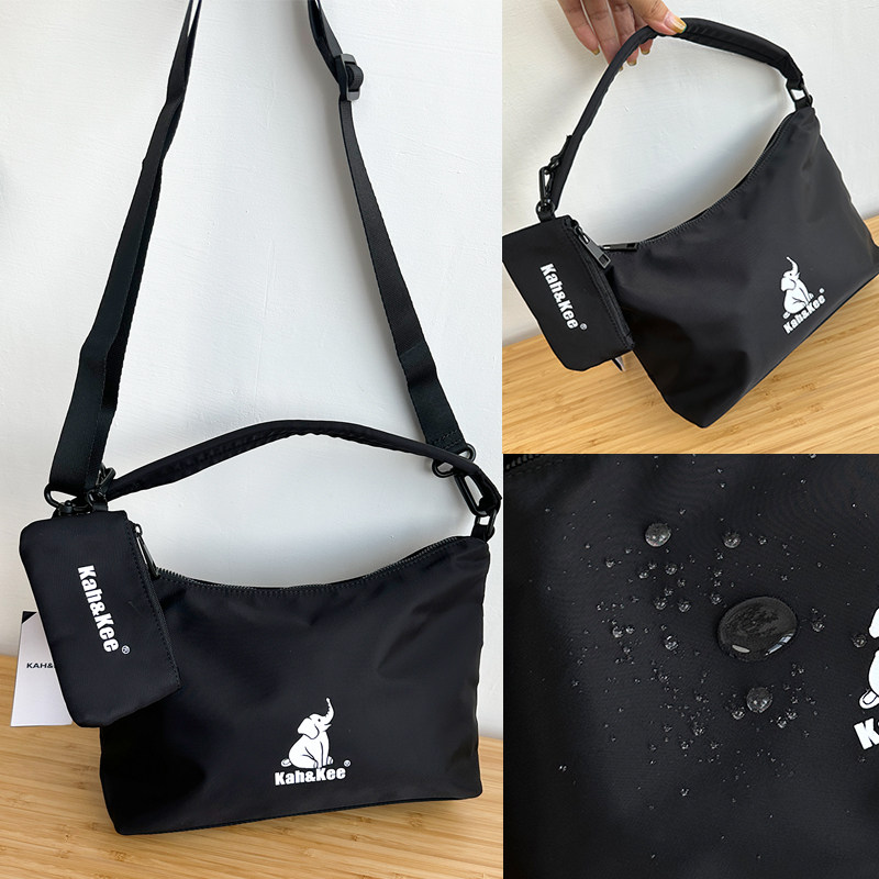 日本腋下背包斜挎单肩女包黑色防水尼龙大容量情侣轻便百搭休闲包