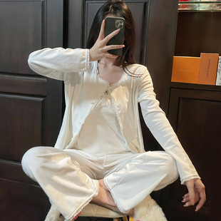 秋冬睡衣金丝绒韩版开衫吊带套装小香风性感加绒甜美送发带家居服