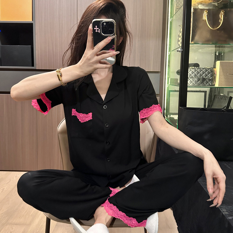 短袖长裤纯欲套装家居服可外穿