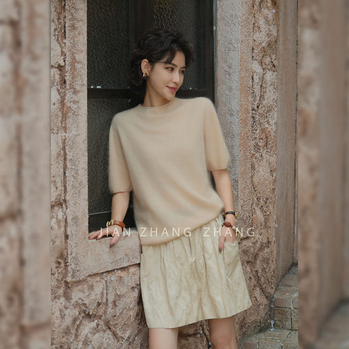 拉绒羊毛桑蚕丝气质针织衫毛衣女