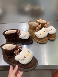卡通KT猫雪地靴女款2025新款冬季女鞋厚底加绒加厚超好看保暖棉鞋
