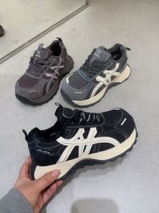 2025秋新款 休闲跑步鞋 韩版 小蛮腰阿甘鞋 厚底显脚小老爹鞋 真皮女鞋