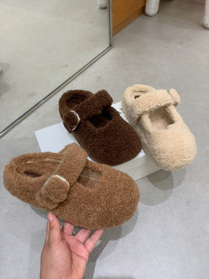 奶呼呼玛丽珍棉鞋女外穿2025年冬季新款羊羔毛厚底增高包头半拖鞋