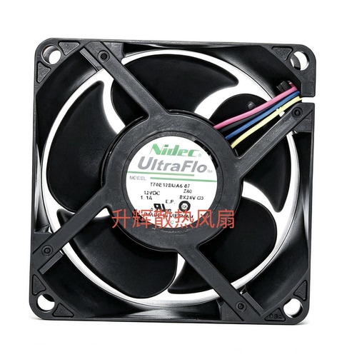 全新Nidec暴力7038 12V 1.1A 7cm大风量PWM散热风扇T70E12BUA5-07