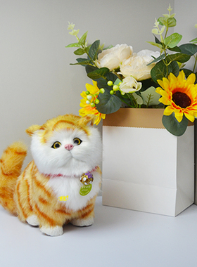 威源  仿真猫咪会叫礼品女生创意家居摆件客厅送铃铛会叫的大胖猫
