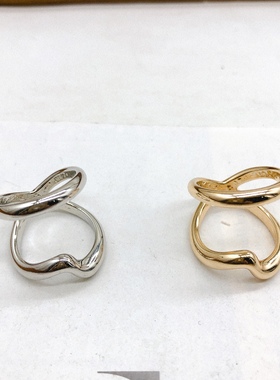 欧美银亮光黄亮光镀金不良质感新潮气质个性戒指 每个H-556-7