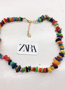 外贸原单Z家高端彩虹贝壳石头打标时尚潮流短款女项链H；658-7