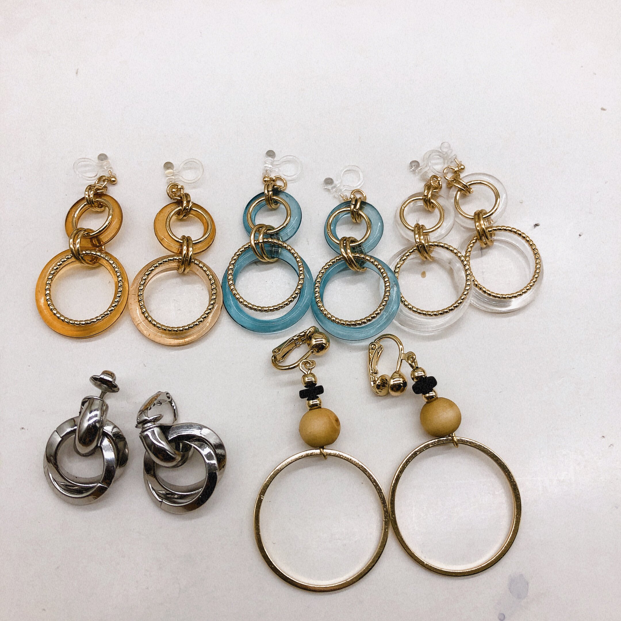 外贸饰品原单树脂透明圆圈夸张质感新潮放过敏耳夹耳饰h-609-6