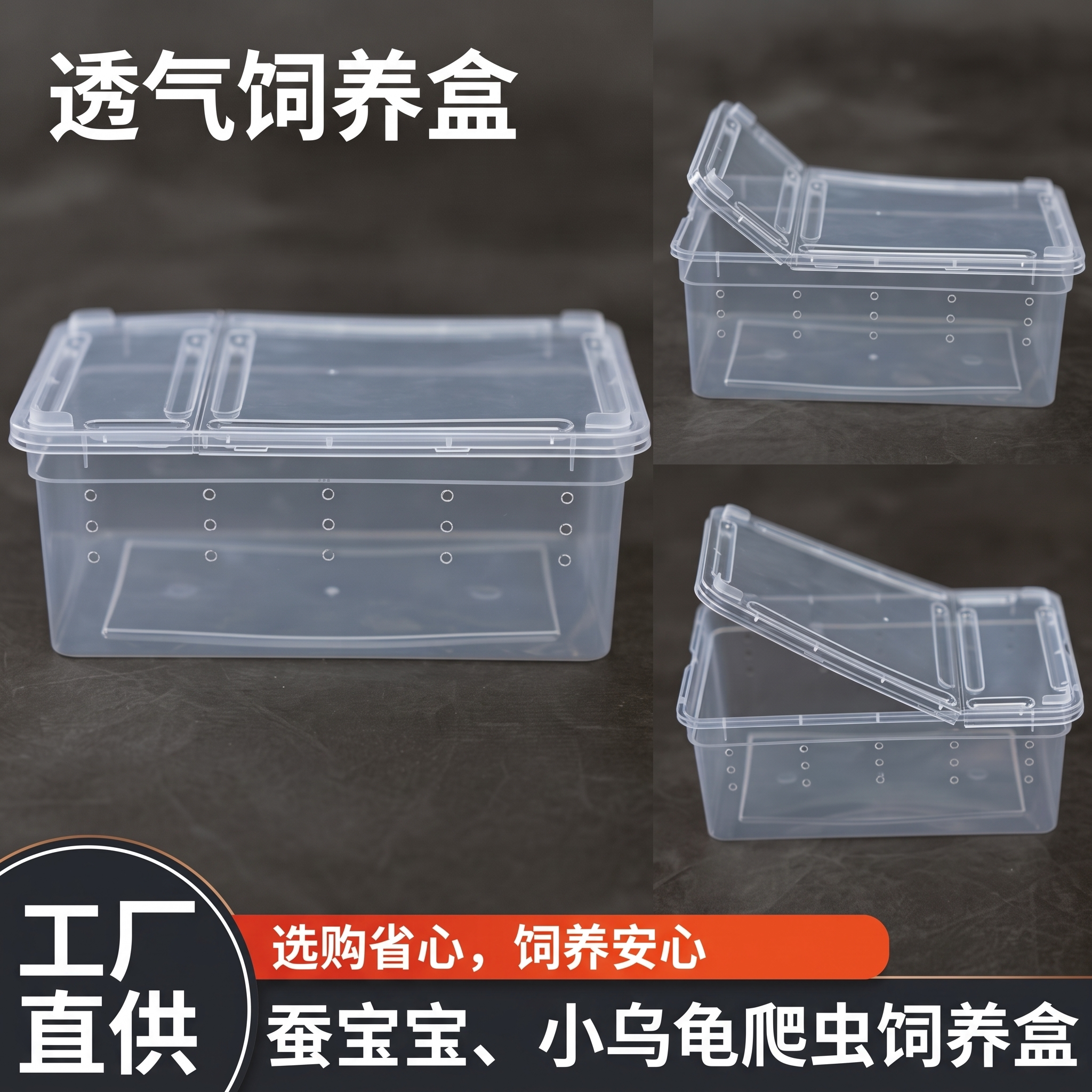 白色透明透气爬宠饲养盒大中小号爬虫运输箱乌龟仓鼠饲养箱带爬台