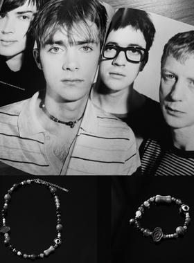 BLUR 模糊乐队代蒙·阿尔本 Damon albarn同款项链型酷潮元素玛瑙