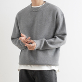 SHIJOIN原创灰色 黑色圆领针织毛衣重磅抗起球秋冬宽松上衣200143