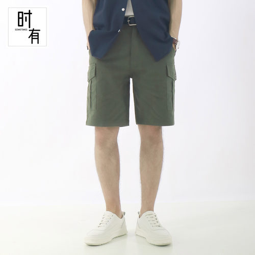 纯棉直筒军绿黑色五分裤工装短裤