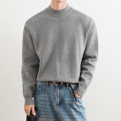 SHIJOIN原创灰色半高领针织衫