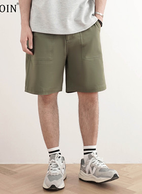 SHIJOIN原创FUNDAJOIN 军绿色短裤OG107夏季直筒200243宽松五分裤