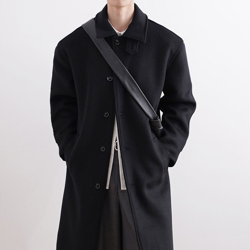 SHIJOIN黑色巴尔马肯羊毛大衣