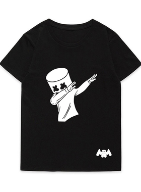 DJ Marshmello t恤棉花糖短袖衣服周边电音节厂男女圆领T恤短袖
