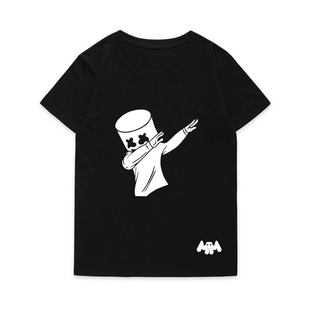 DJ Marshmello t恤棉花糖短袖衣服周边电音节厂男女圆领T恤短袖
