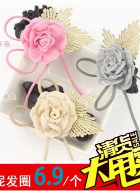 毛呢花朵小发圈束发皮筋