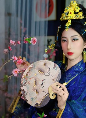 一念守仙仿金银箔团扇