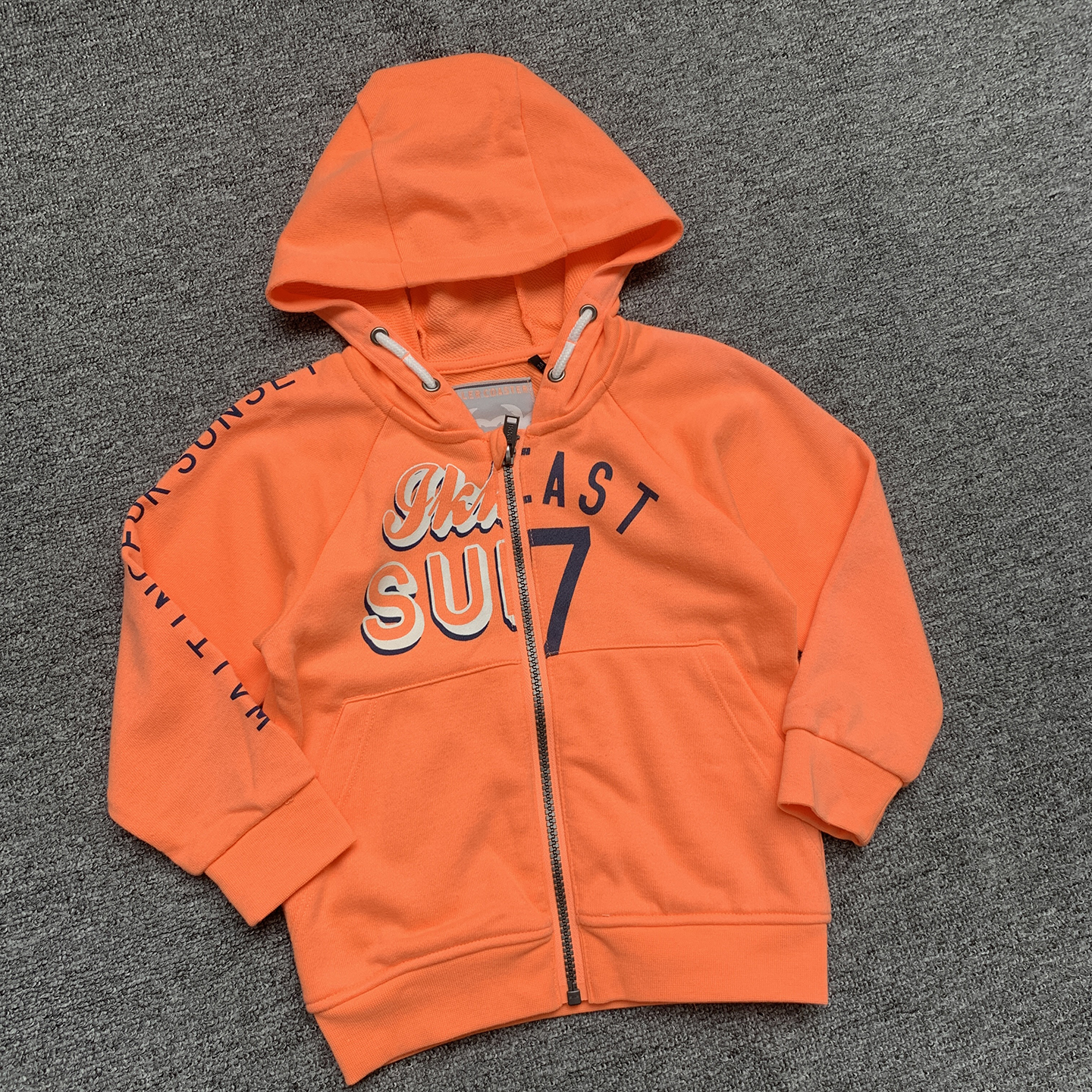 2-8岁 法单纯原儿童男孩小童重工字母印花连帽拉链衫运动卫衣外套