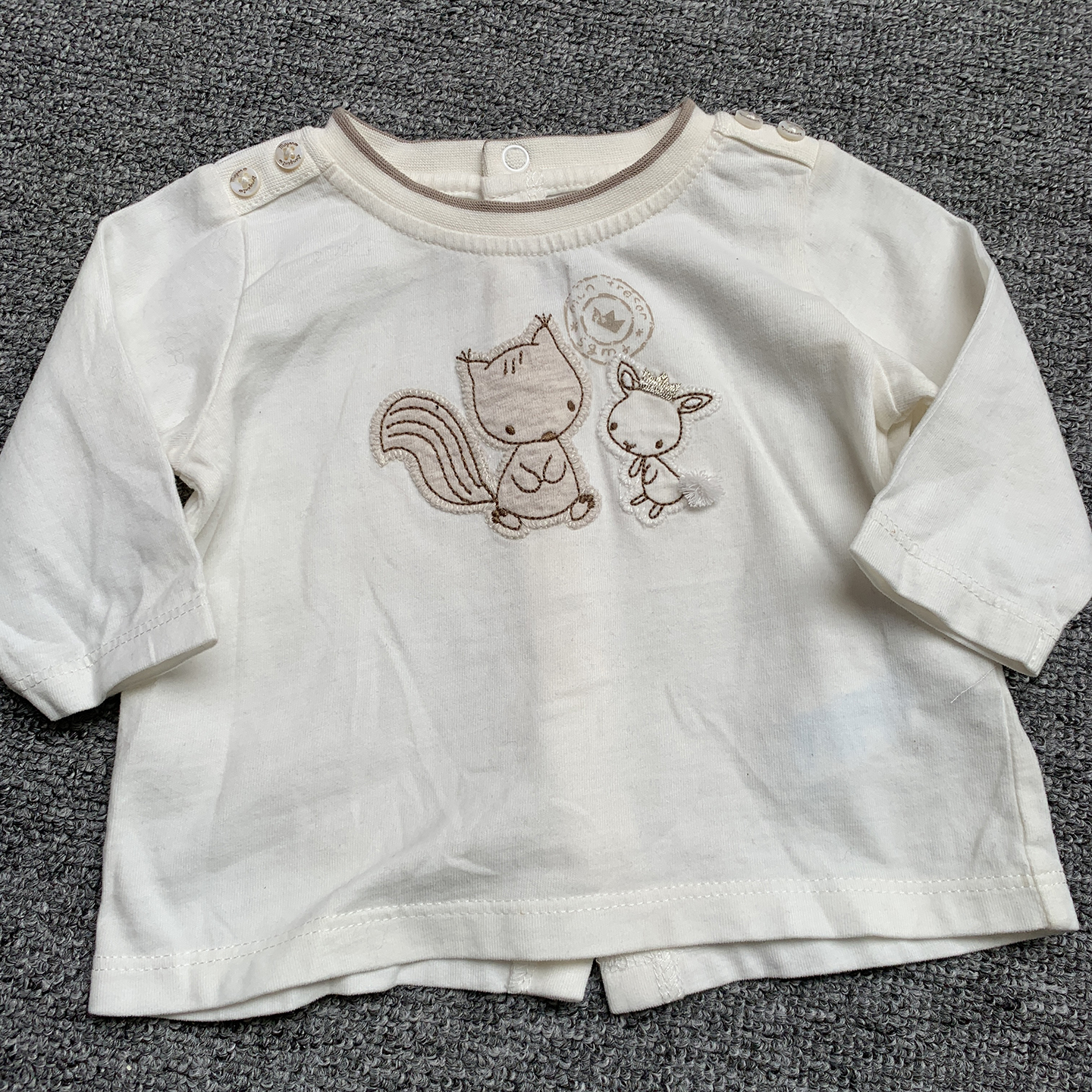 0-3个月法单纯原初生新生婴儿男女宝宝纯棉贴布长袖T恤打底衫上衣