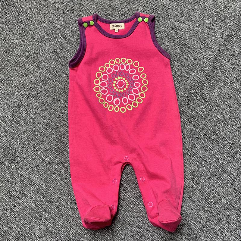 50码外贸原单新生婴儿小宝宝纯棉无袖包脚连体衣爬服连身衣背带裤
