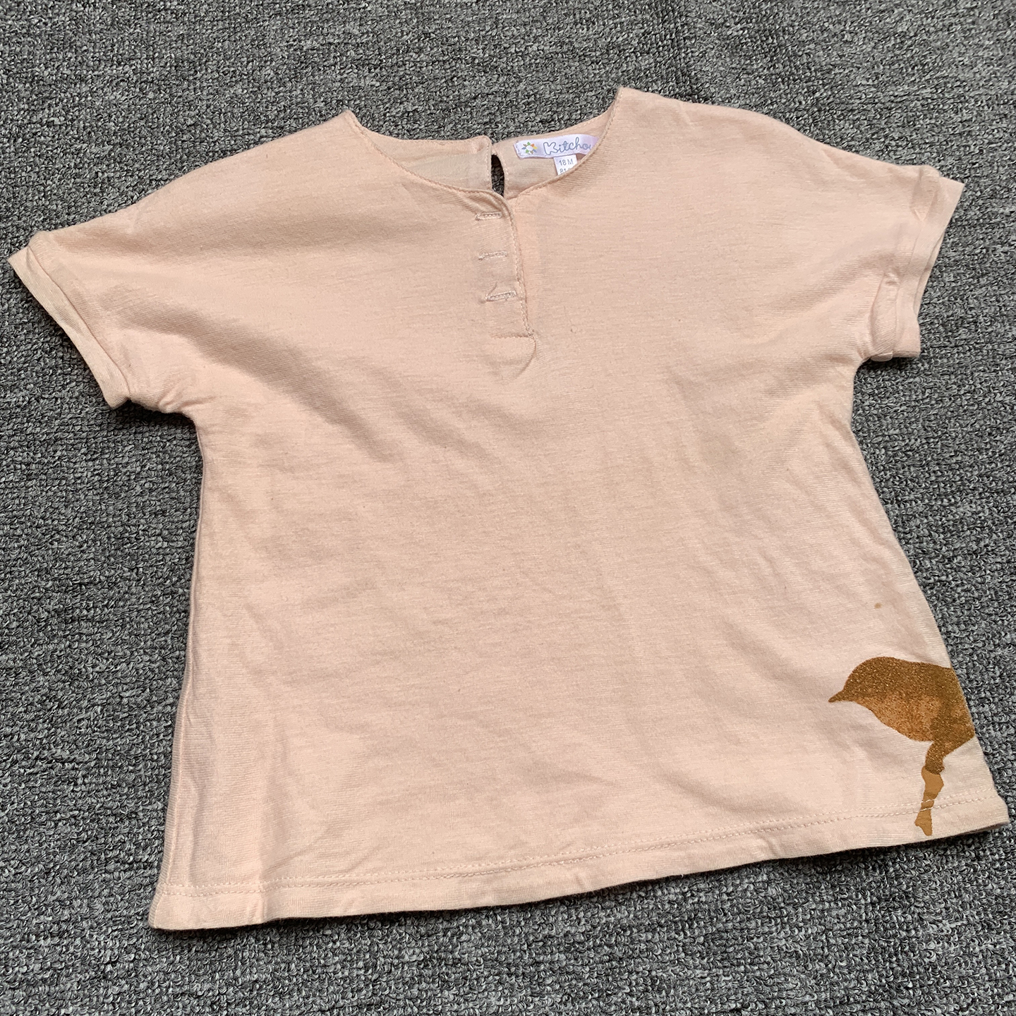 18M/81CM 法单纯原婴儿女孩小宝宝夏季纯棉双层薄短袖T恤上衣